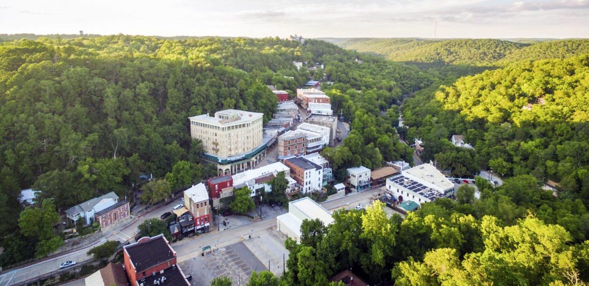 Eureka Springs Downtown Aerial Shot