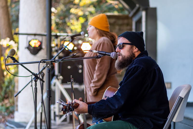 A performer on stage at May Festival of the Arts